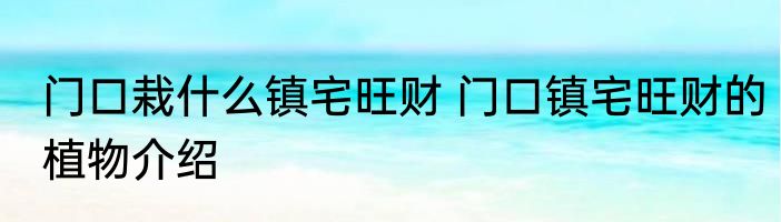 门口栽什么镇宅旺财 门口镇宅旺财的植物介绍