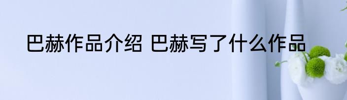 巴赫作品介绍 巴赫写了什么作品