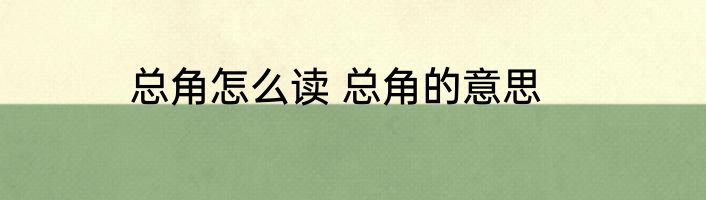 总角怎么读 总角的意思