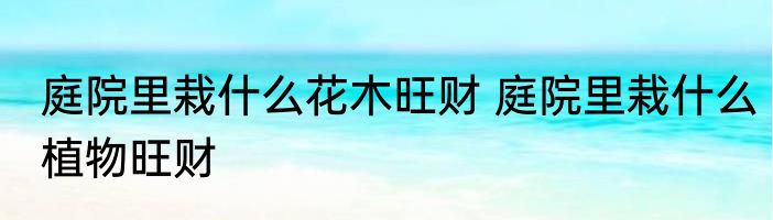 庭院里栽什么花木旺财 庭院里栽什么植物旺财