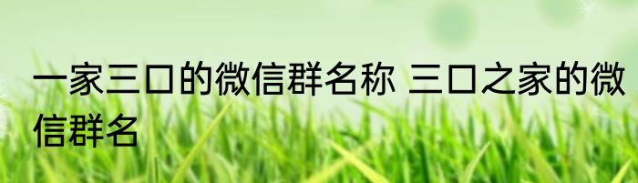 一家三口的微信群名称 三口之家的微信群名