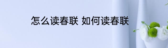 怎么读春联 如何读春联
