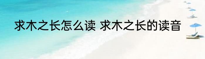 求木之长怎么读 求木之长的读音