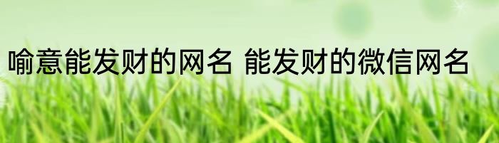 喻意能发财的网名 能发财的微信网名