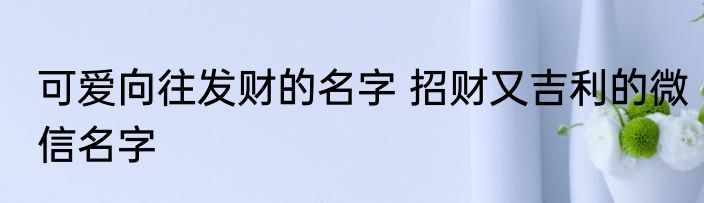 可爱向往发财的名字 招财又吉利的微信名字