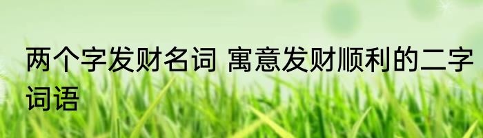 两个字发财名词 寓意发财顺利的二字词语