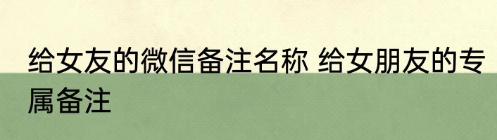 给女友的微信备注名称 给女朋友的专属备注