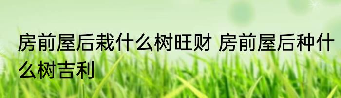 房前屋后栽什么树旺财 房前屋后种什么树吉利