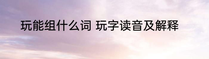 玩能组什么词 玩字读音及解释