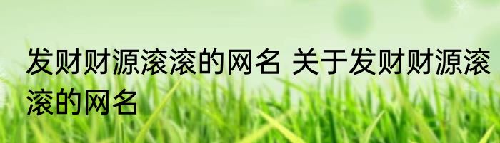 发财财源滚滚的网名 关于发财财源滚滚的网名