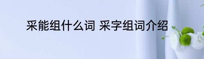 采能组什么词 采字组词介绍