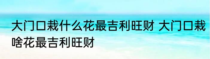 大门口栽什么花最吉利旺财 大门口栽啥花最吉利旺财