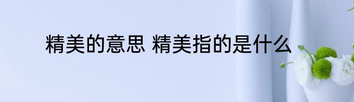 精美的意思 精美指的是什么