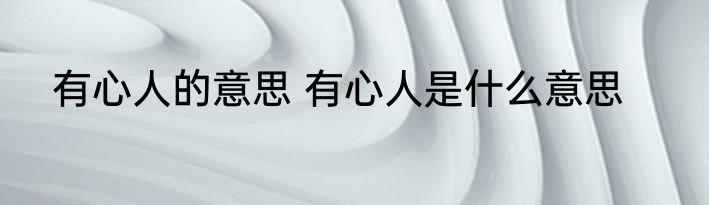 有心人的意思 有心人是什么意思