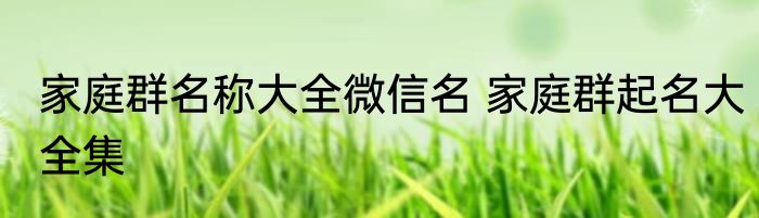 家庭群名称大全微信名 家庭群起名大全集