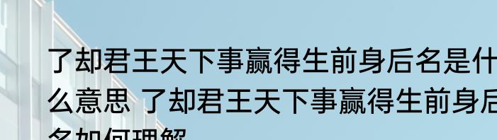 了却君王天下事赢得生前身后名是什么意思 了却君王天下事赢得生前身后名如何理解