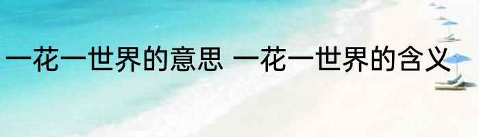 一花一世界的意思 一花一世界的含义