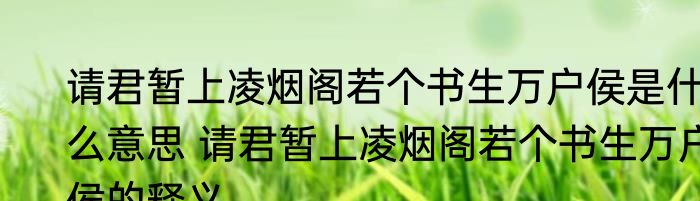 请君暂上凌烟阁若个书生万户侯是什么意思 请君暂上凌烟阁若个书生万户侯的释义