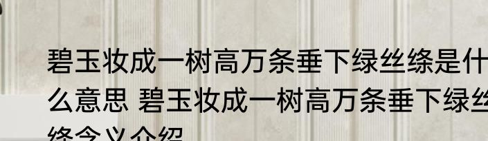 碧玉妆成一树高万条垂下绿丝绦是什么意思 碧玉妆成一树高万条垂下绿丝绦含义介绍