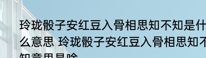 玲珑骰子安红豆入骨相思知不知是什么意思 玲珑骰子安红豆入骨相思知不知意思是啥