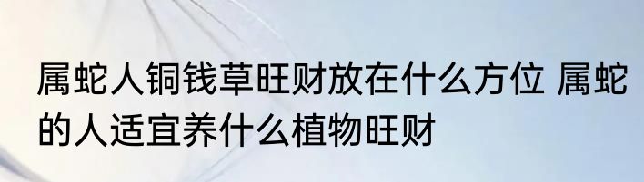 属蛇人铜钱草旺财放在什么方位 属蛇的人适宜养什么植物旺财