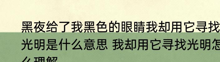 黑夜给了我黑色的眼睛我却用它寻找光明是什么意思 我却用它寻找光明怎么理解