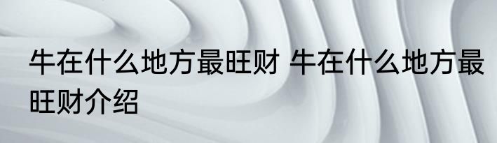牛在什么地方最旺财 牛在什么地方最旺财介绍
