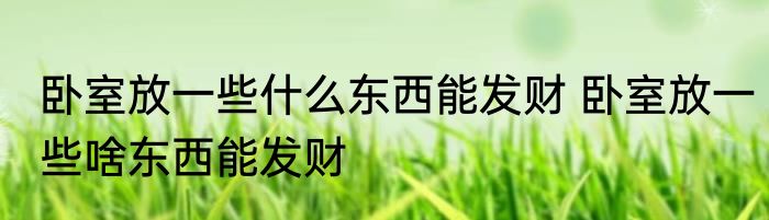 卧室放一些什么东西能发财 卧室放一些啥东西能发财