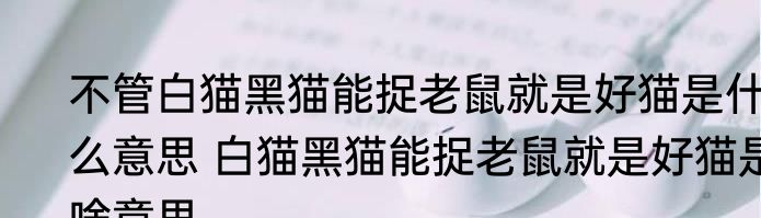 不管白猫黑猫能捉老鼠就是好猫是什么意思 白猫黑猫能捉老鼠就是好猫是啥意思