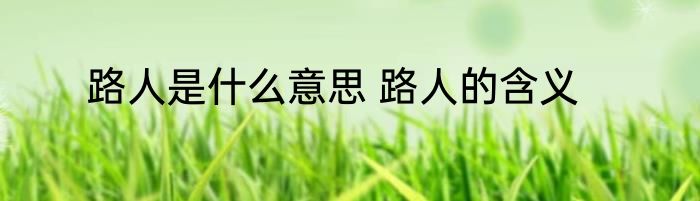 路人是什么意思 路人的含义