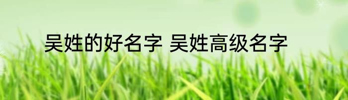 吴姓的好名字 吴姓高级名字
