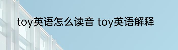 toy英语怎么读音 toy英语解释