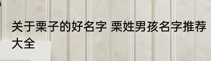 关于栗子的好名字 栗姓男孩名字推荐大全