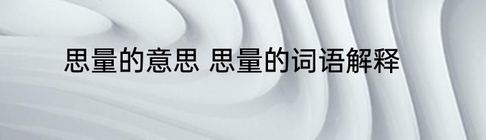 思量的意思 思量的词语解释