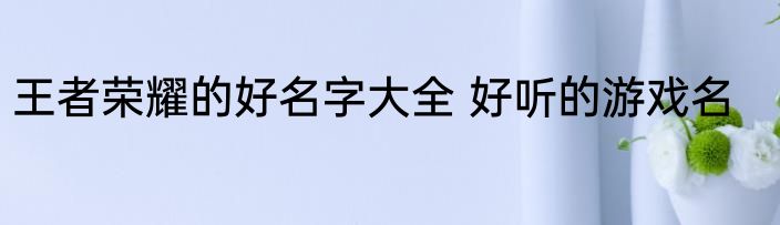 王者荣耀的好名字大全 好听的游戏名