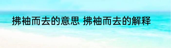 拂袖而去的意思 拂袖而去的解释