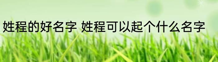 姓程的好名字 姓程可以起个什么名字