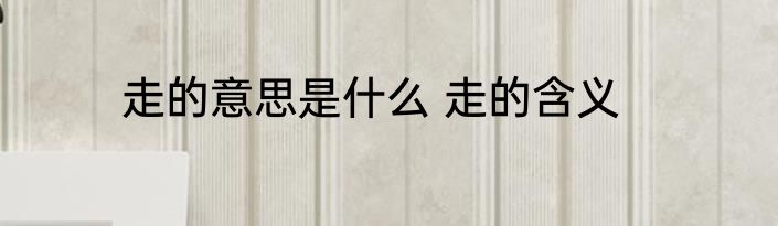 走的意思是什么 走的含义