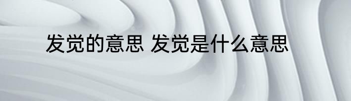 发觉的意思 发觉是什么意思
