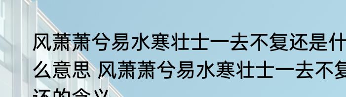 风萧萧兮易水寒壮士一去不复还是什么意思 风萧萧兮易水寒壮士一去不复还的含义