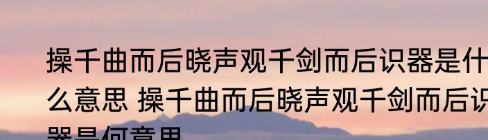 操千曲而后晓声观千剑而后识器是什么意思 操千曲而后晓声观千剑而后识器是何意思