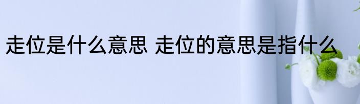 走位是什么意思 走位的意思是指什么