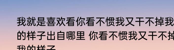 我就是喜欢看你看不惯我又干不掉我的样子出自哪里 你看不惯我又干不掉我的样子
