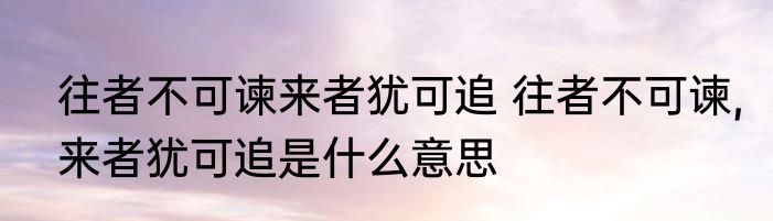 往者不可谏来者犹可追 往者不可谏,来者犹可追是什么意思