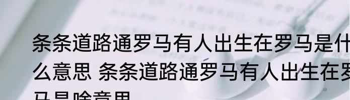条条道路通罗马有人出生在罗马是什么意思 条条道路通罗马有人出生在罗马是啥意思