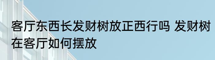 客厅东西长发财树放正西行吗 发财树在客厅如何摆放