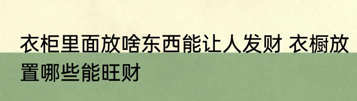 衣柜里面放啥东西能让人发财 衣橱放置哪些能旺财