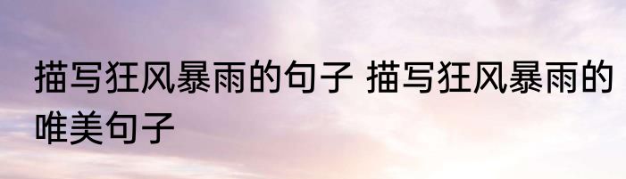 描写狂风暴雨的句子 描写狂风暴雨的唯美句子
