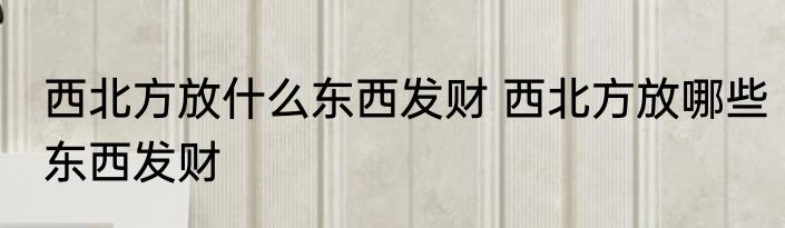 西北方放什么东西发财 西北方放哪些东西发财