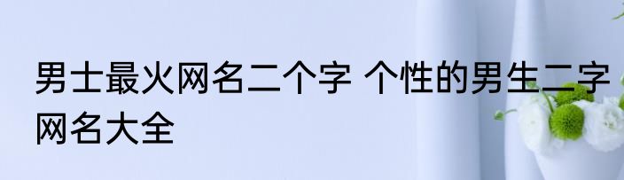 男士最火网名二个字 个性的男生二字网名大全